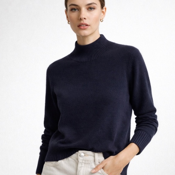 J. Crew Heritage Cashmere Mock Knock Sweater in Navy Blue - Picture 2 of 7